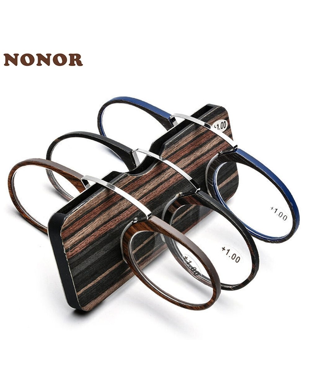 Nonor Men Women Magnifying Nose Clip Portable No Arm Reading Glasses Tr90 Ultralight With Box +1.0+1.5 To +3.0 front-0