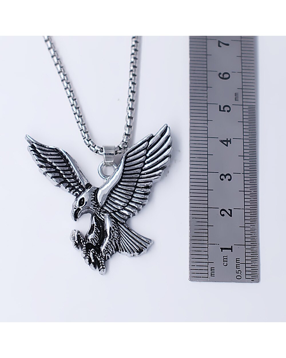 Fashion wings ferocious eagle metal pendant necklace birds animal charm mens stainless steel necklaces front-5