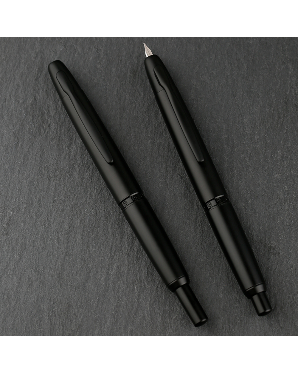 Smoothly Brand Majohn A1 Retro Matte Black Retractable Fountain Pen 0.4Mm Extra Fine Nib Press Ink Pens For Writing Sta front-4