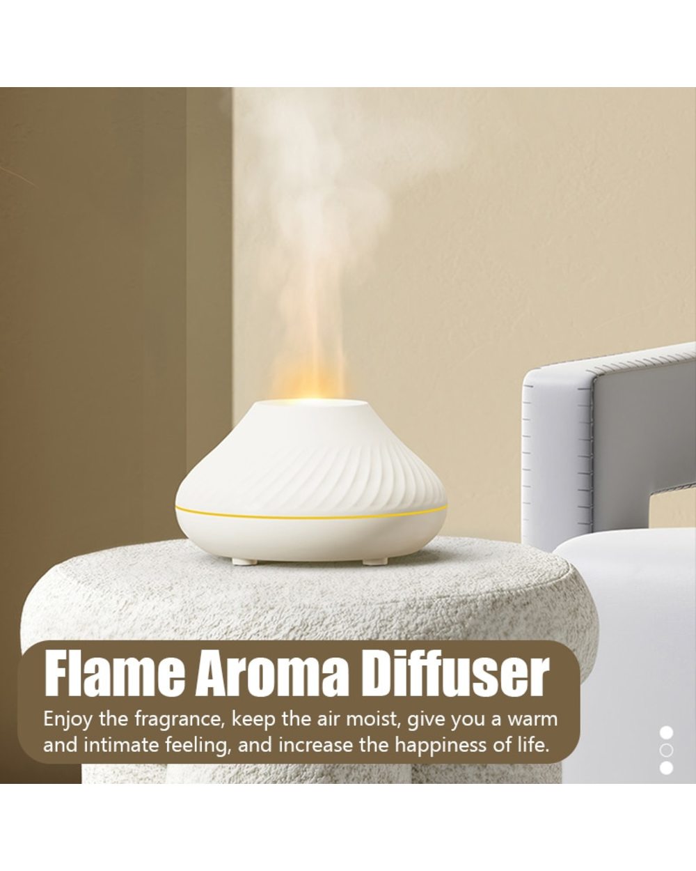 3D Colorful Flame Aroma Diffuser Usb Car Aromatherapy Air Humidifier Mist Fragrance Home Ultrasonic Silent Essential Oi front-4