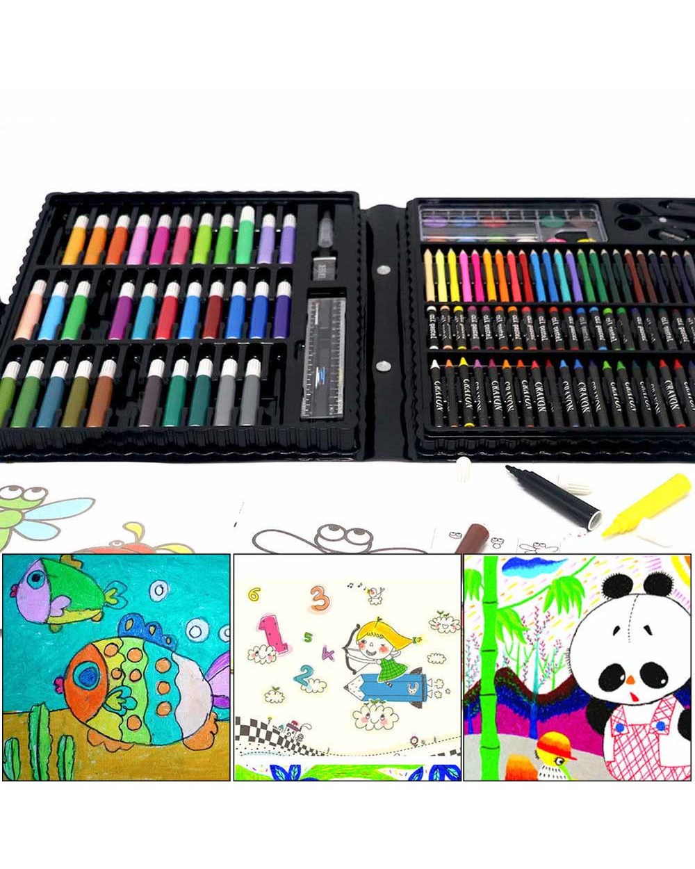150 Pcs Kids Art Set Children Drawing Set Water Color Pen Crayon Oil Pastel Painting Drawing Tool Art Supplies Statione front-2