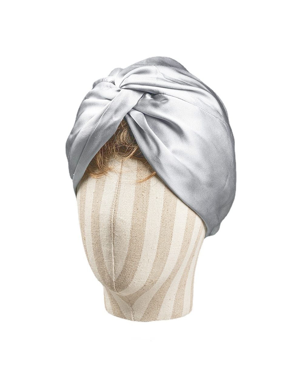 100 Mulberry Silk Turban Bonnets For Women Twisted Sleeping Night Cap 19 Momme Pure Silk Hair Wrap Cap For Curly Ladies front-5