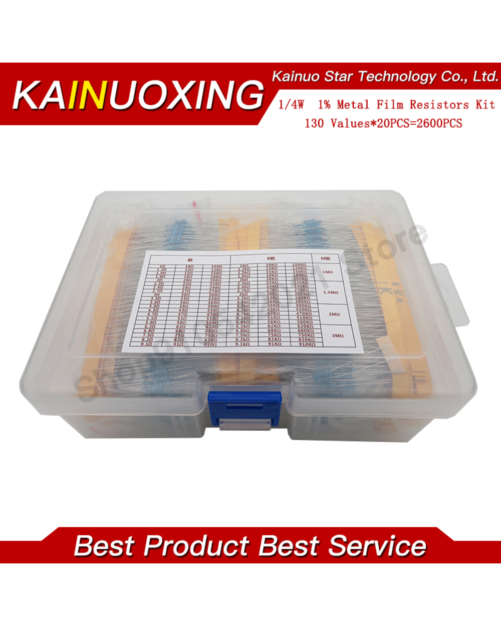2600Pcs 130 Values 1/4W 0.25W 1% Metal Film Resistors Assorted Pack Kit Set Lot Resistors Assortment Kits Fixed Capacit front-0