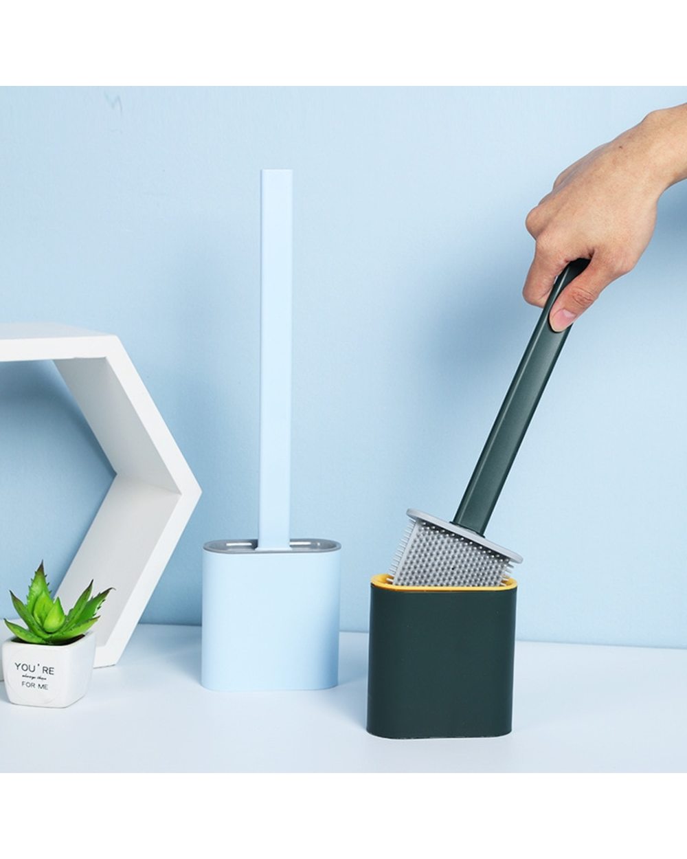 Flexible Long Handle Silicone Toilet Brush front-4