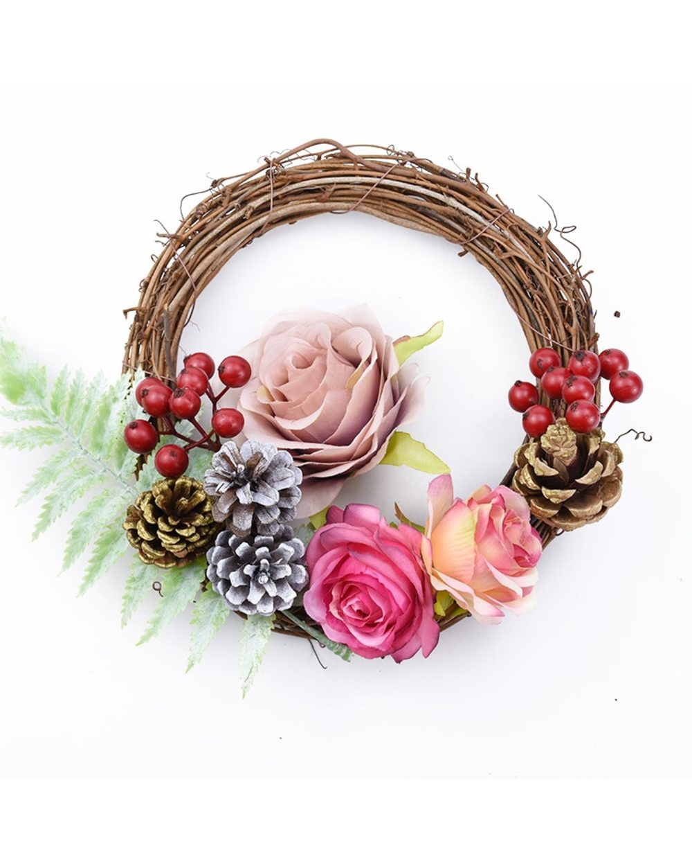 10cm/15cm/20cm Rattan Ring Cheap Artificial Flowers Garland Dried Plants Frame For Home Christmas Decoration DIY front-3