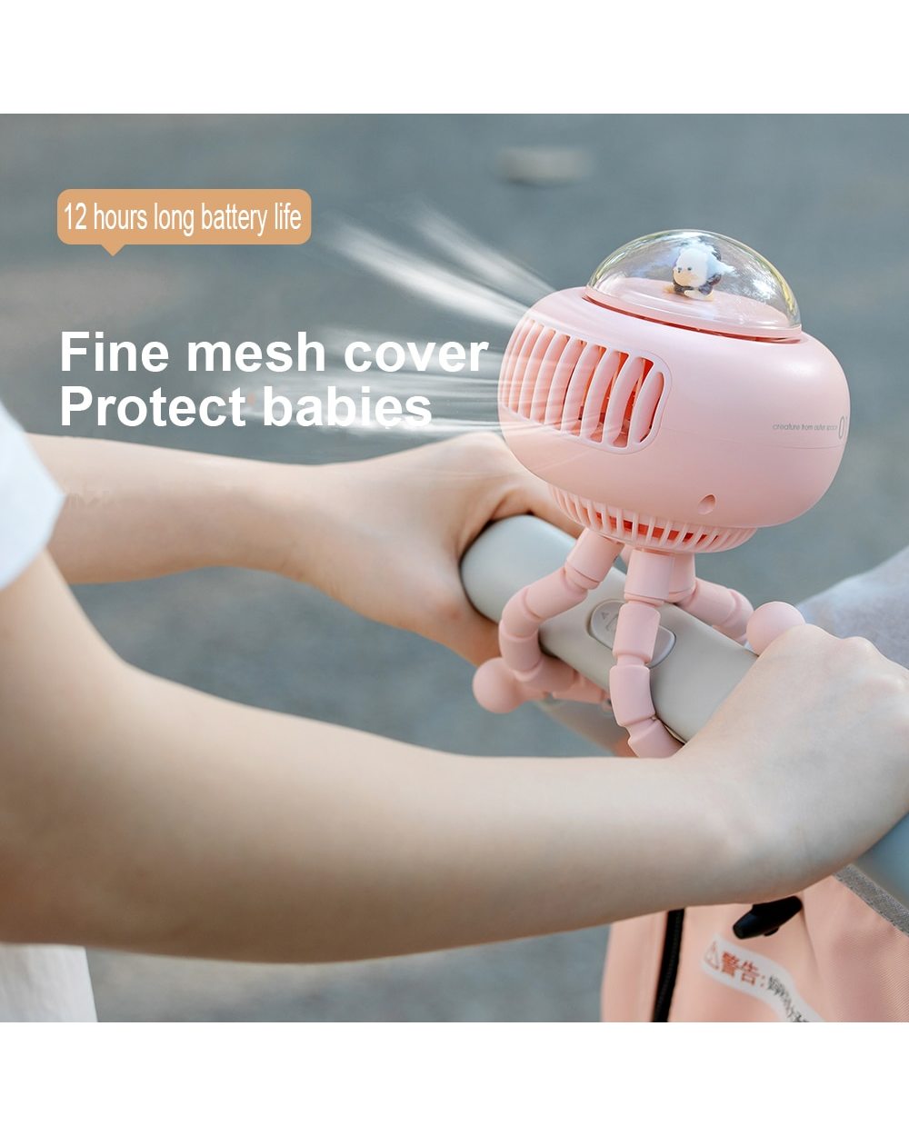 Usb Mini Rechargeable Fan For Baby Stroller Handy Bladeless Turbo Fan With Type C Small Hand Fan 3600Mah Battery Clip F front-2