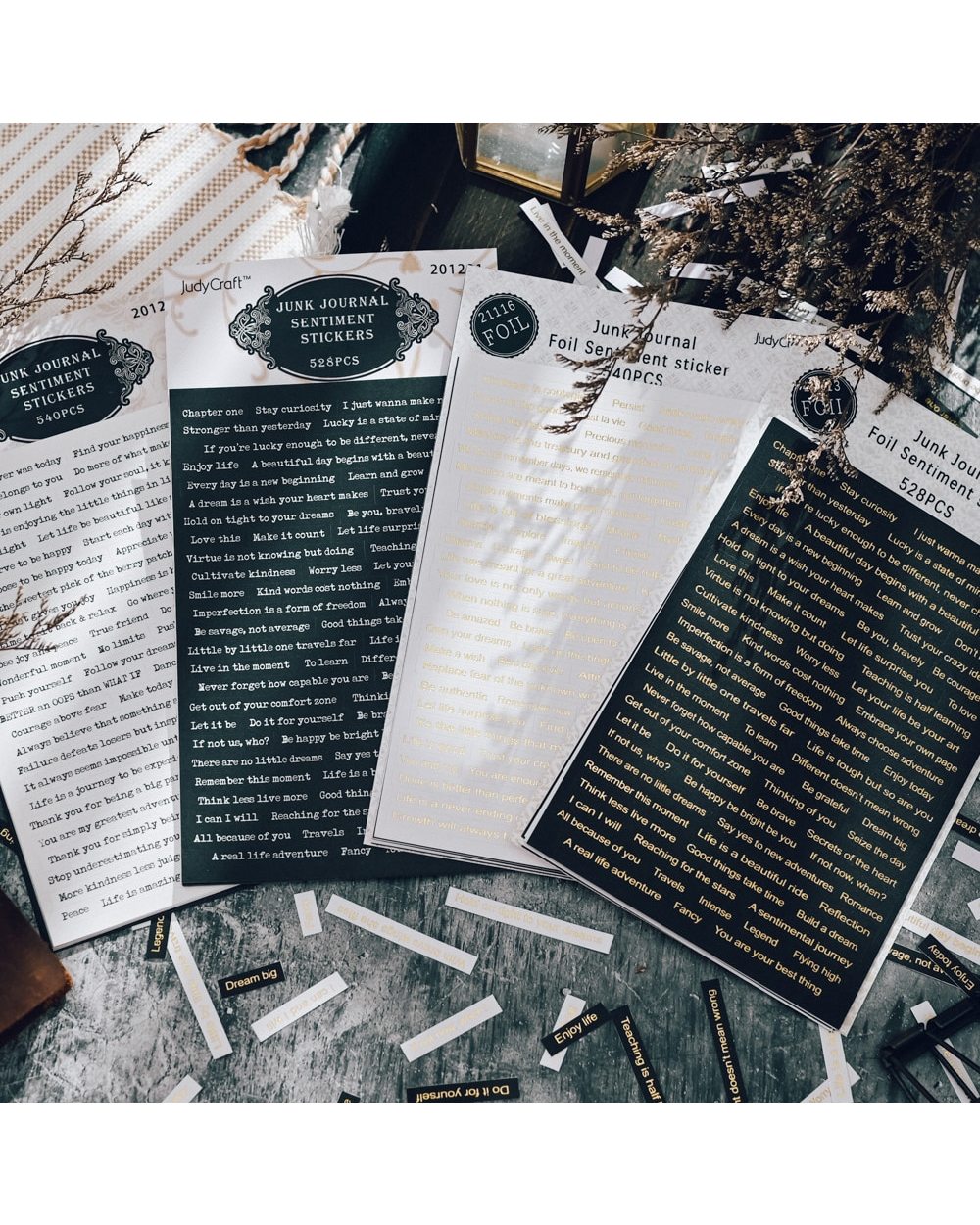 Sentiment Phrase Stickers Junk Journal Ephemera Vintage Stickers Aesthetic Album Words Stickers Scrapbooking Material front-1