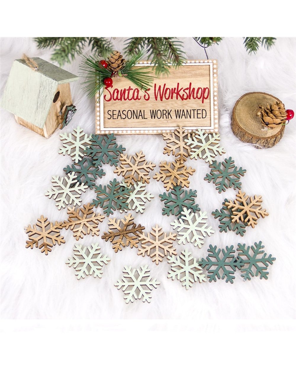 24PCS New Year 2022 Angel Wooden Pendants Noel Xmas Tree DIY Christmas Decorations for Kids Gift Hanging Drop Ornaments front-2