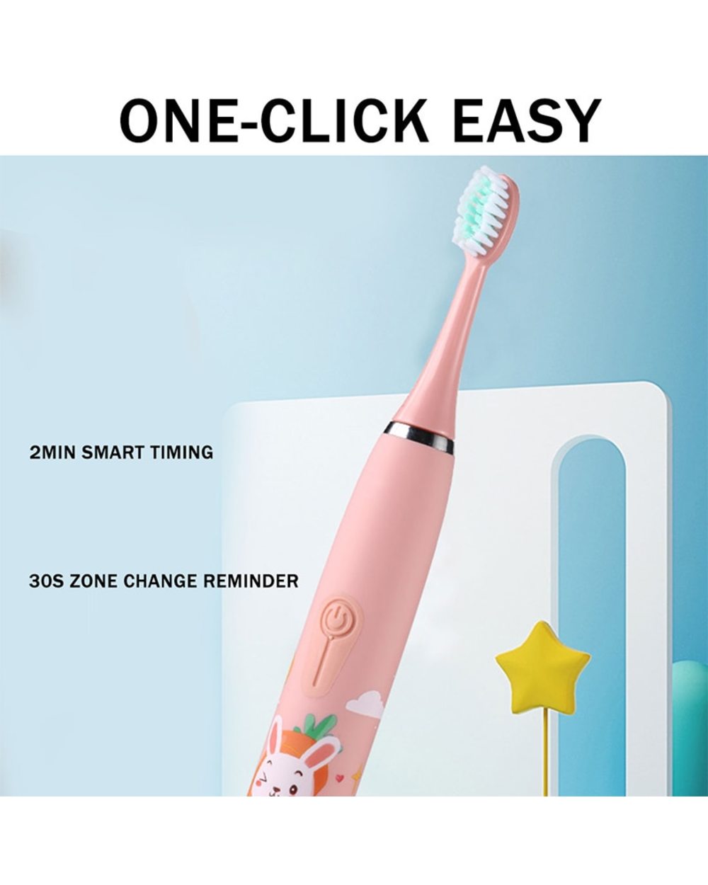 Children Sonic Electric Toothbrush Kids Tooth Brush Ipx6 Waterproof Usb Rechargeable 6 Replacement Brush Heads Oral Cle front-3