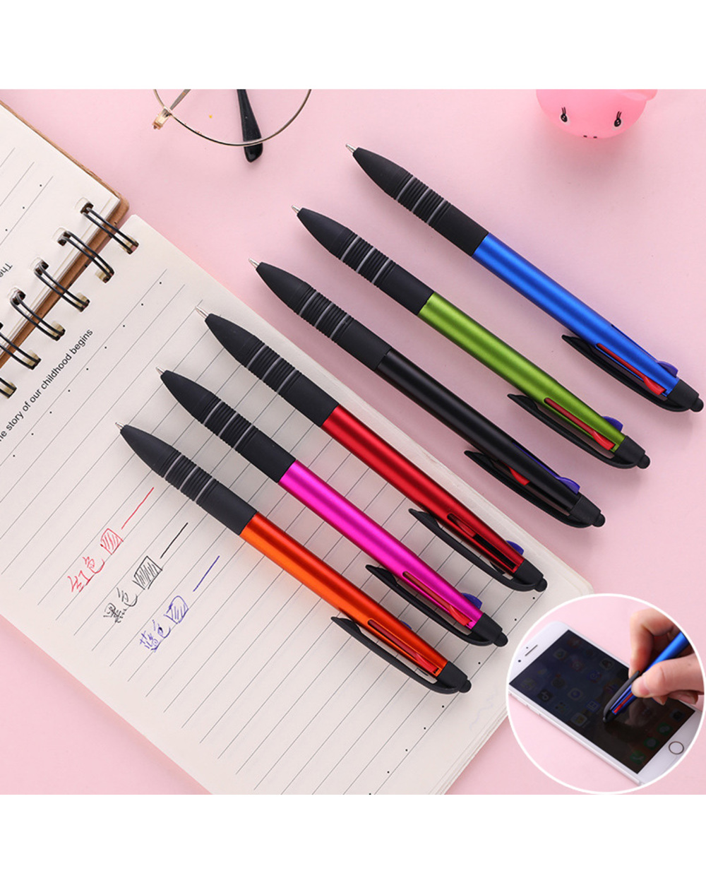 3 In 1 Multicolor Ballpoint Pen Blue/Black/Red Ink Ball Pens For School Office Writing Supplies Creative Color Multifun front-0