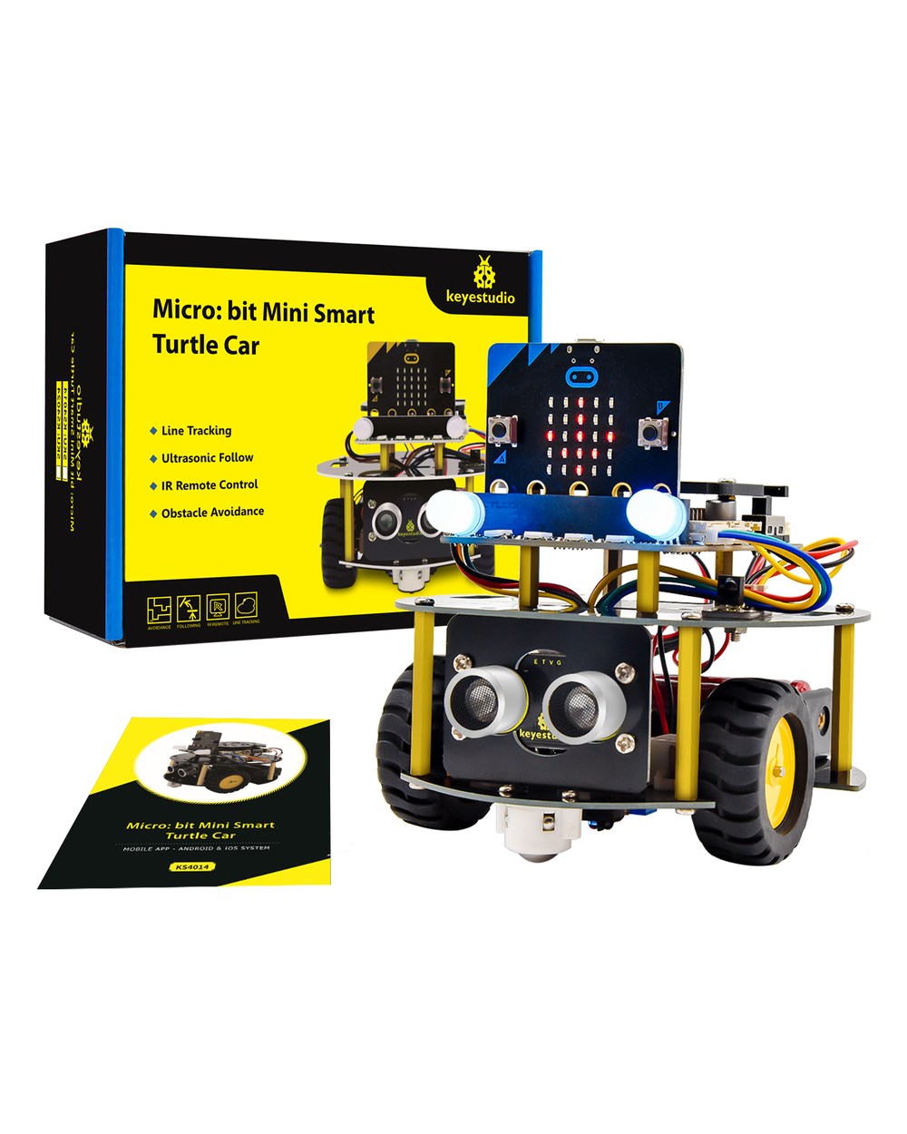 Keyestudio Micro:Bit V2 Robot Car Mini Smart Turtle Robot Kit For Microbit Robot Car Python Programming Stem Electronic front-0