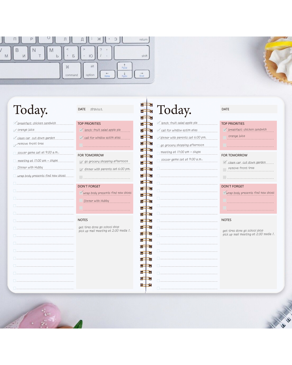 Daily Planner Today Notebook Undated Agenda Transparent Cover Organizer With To Do List Top Priorities School Office Su front-0