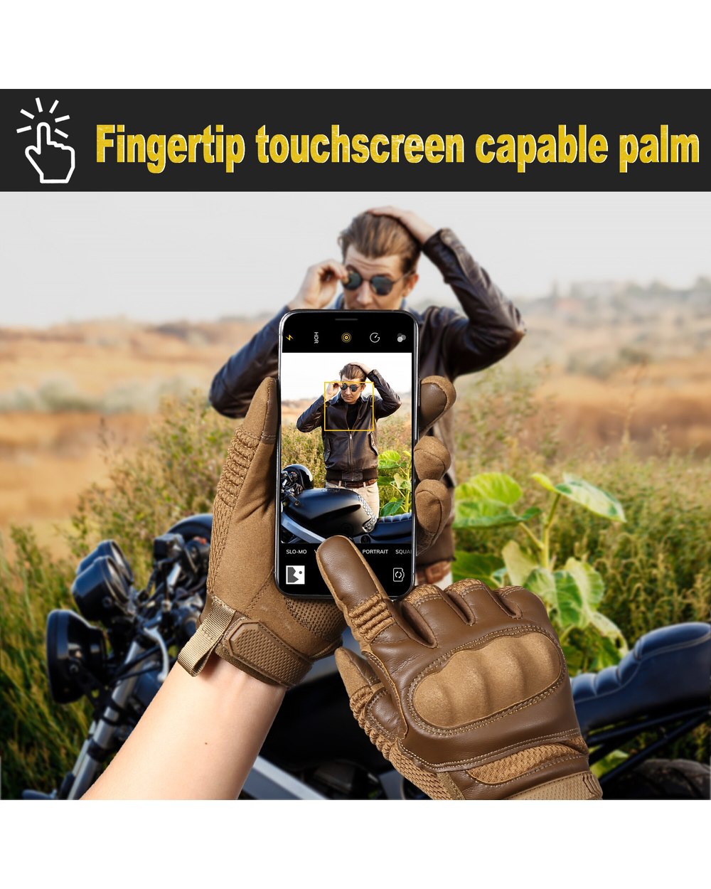Touch Screen PU Leather Tactical Gloves Army Military Combat Airsoft Hiking Cycling Climbing Shooting front-1