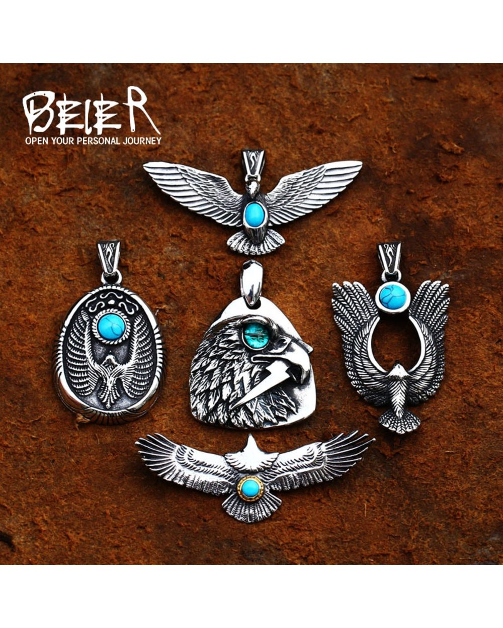 Eagle Japen Feather Pendant Fashion Vintage Men Pendant Chain Necklace Jewelry front-0
