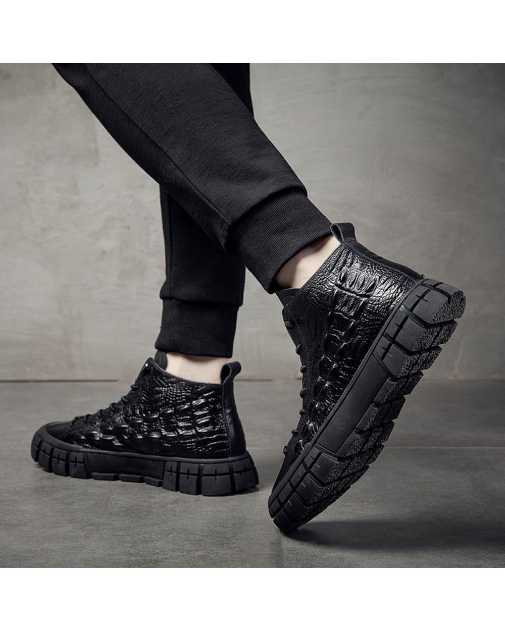 Men's High-Top Simple Leisure Leather Shoes front-4