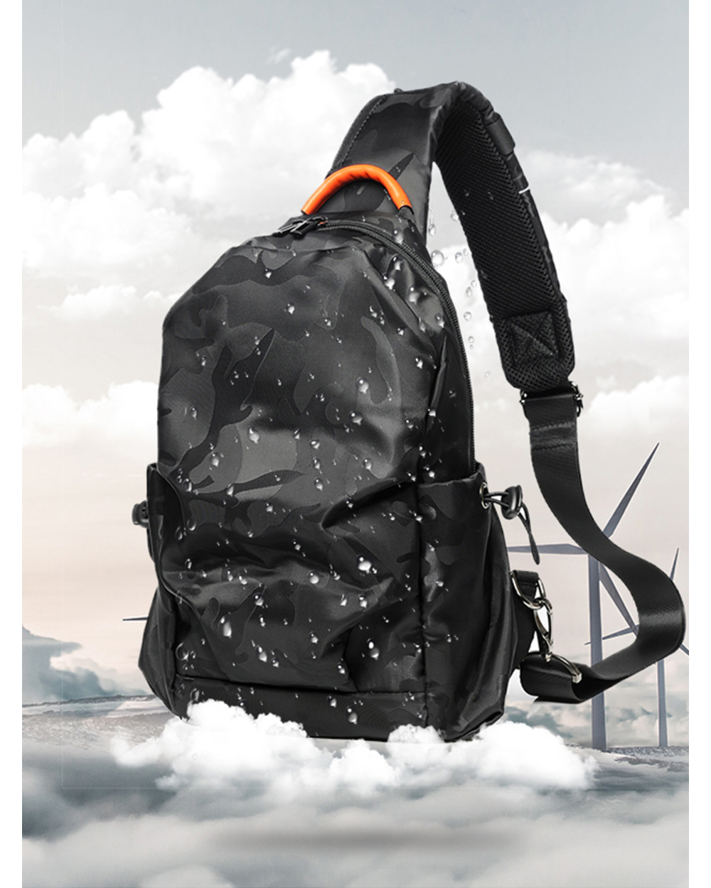 Men Chest Bag Simple Storage Bag Travel Small Camouflage 7.9Inch Ipad E Black Crossbody Shoulder Bag Satchel Hand Bags front-5