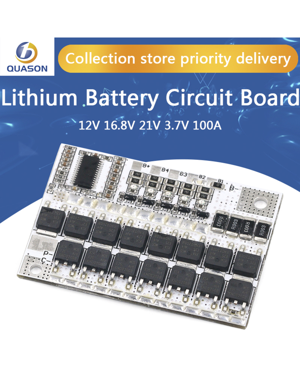 3S/4S/5S Bms 12V 16.8V 21V 3.7V 100A Li-Ion Lmo Ternary Lithium Battery Protection Circuit Board Li-Polymer Balance Cha front-0