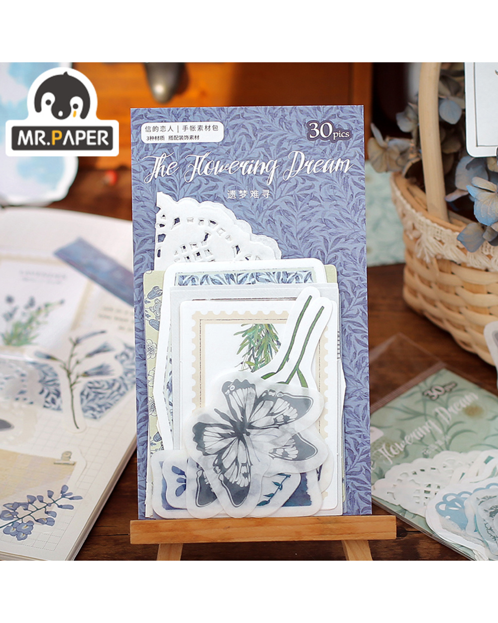Mr.Paper 6 Design Letter Lover Handbook Material Pack Flowering Dreamland Series Scrapbook Diy Retro Phone Tag With Hol front-4