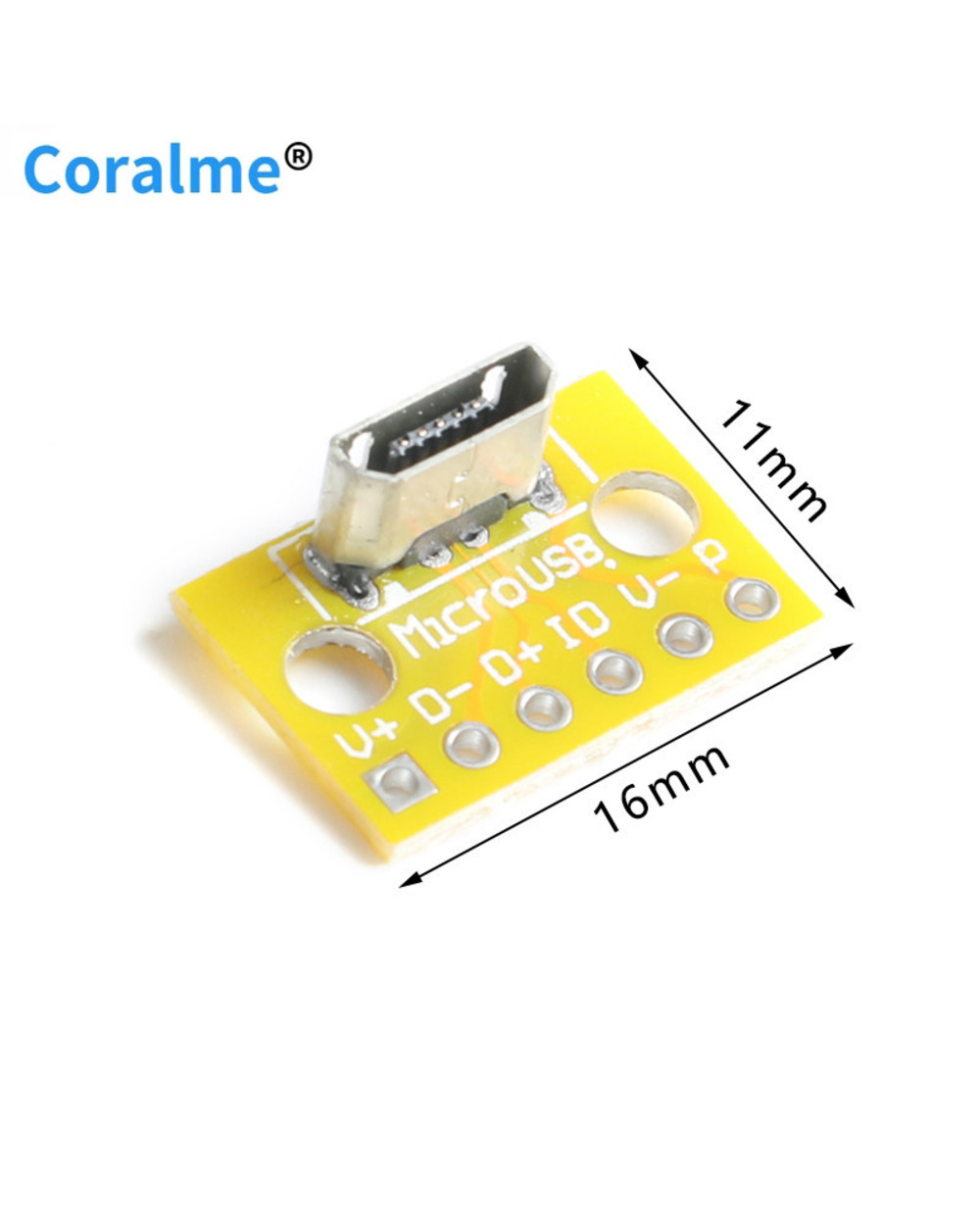 Vertical Usb Microusb Micro Usb 2.0 Female Head A Connector 2.54Mm Pcb Converter Adapter Breakout Board 180 Degree Vert front-1