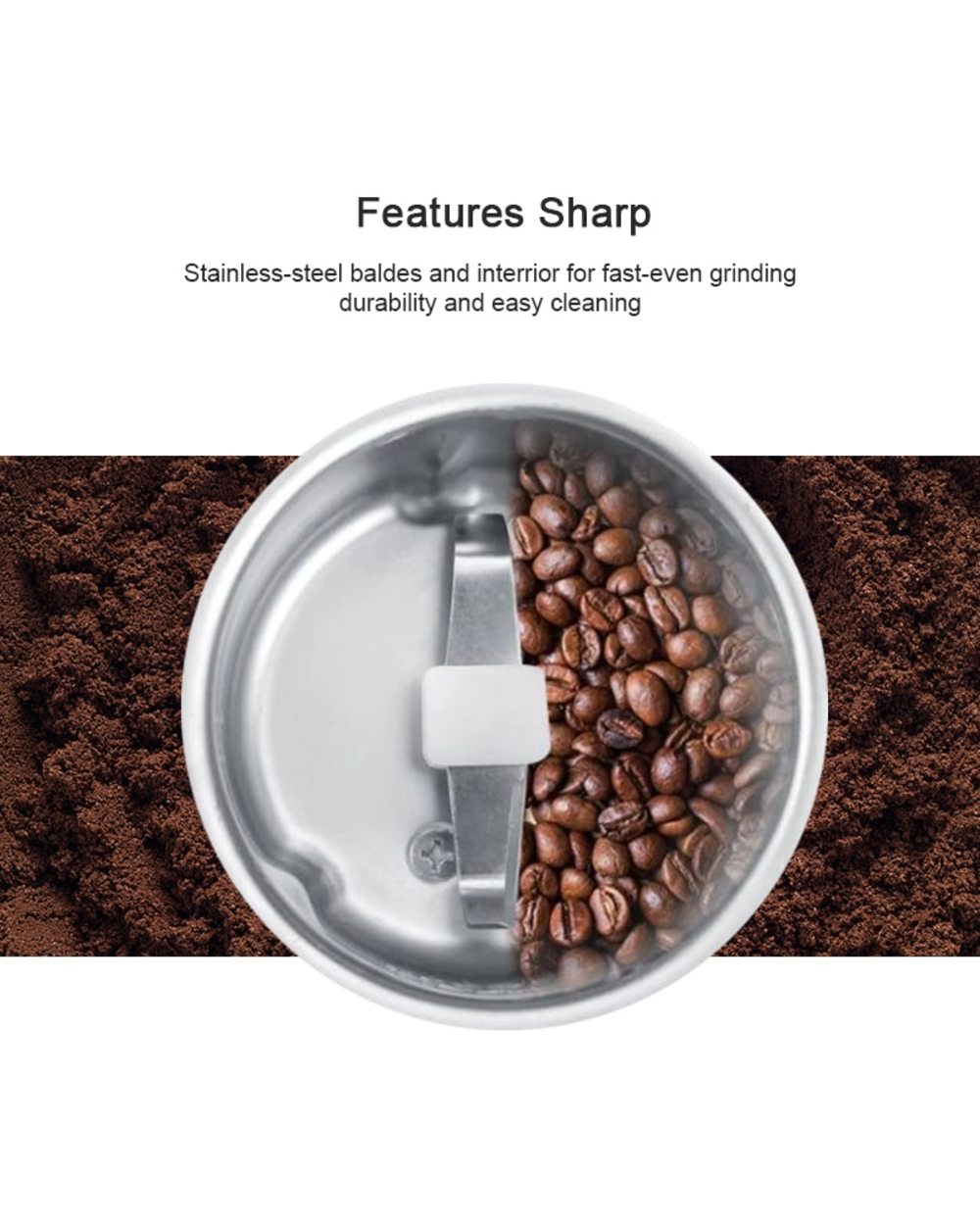 Portable Electric Coffee Bean Grinder Mill Kitchen Tool Herbs Salt Pepper Spices Nuts Grains Mini Medicine Flour Powder front-3