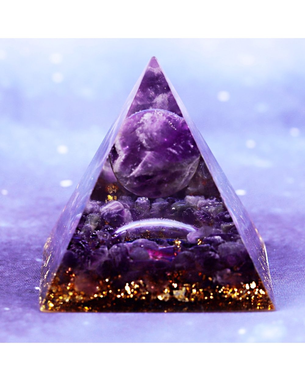 Natural Amethyst Sphere Orgone Pyramid Orgonite Energy Glow In The Dark Pyramid Prevent Radiation Cosmic Energy front-3