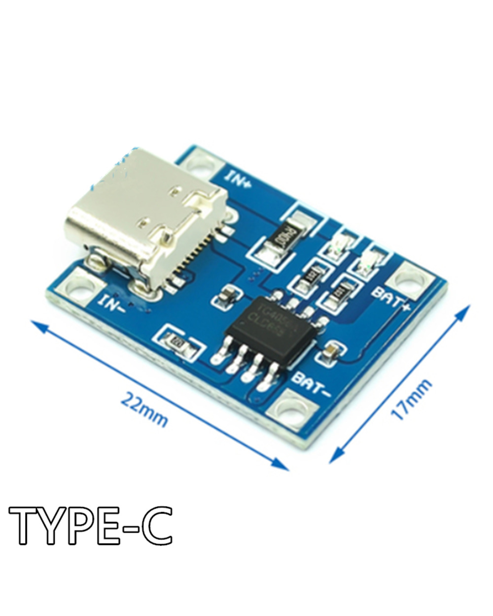 5Pcs Micro Type-C Usb 5V 1A 18650 Tp4056 Lithium Battery Charger Module Charging Board With Protection Dual Functions 1 front-4