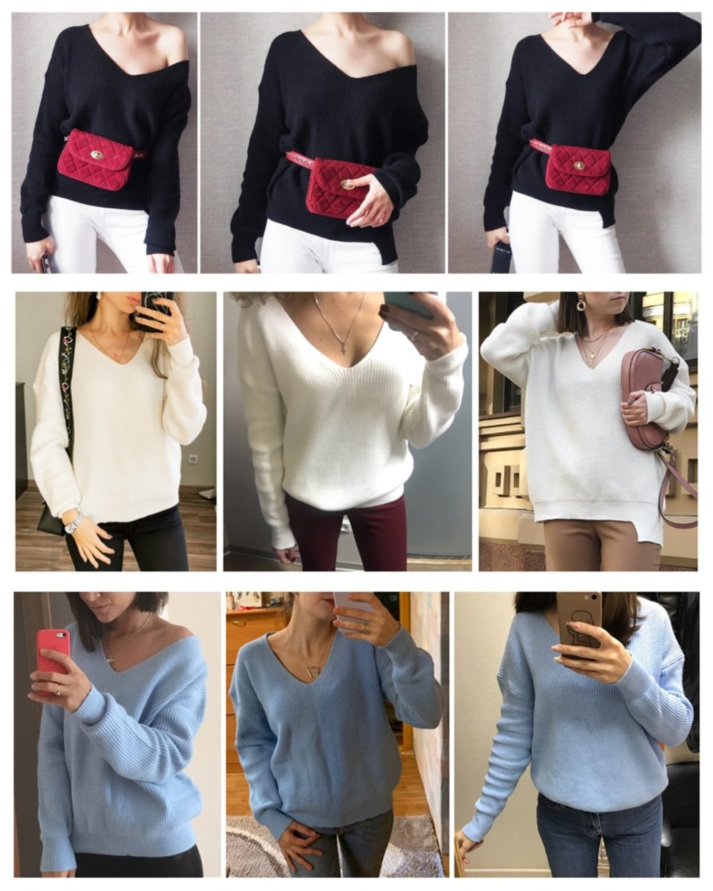 Colorfaith Women's Knitwear Sexy V-Neck Minimalist Tops Korean Irregular Hem Knitted Casual Sweaters front-4