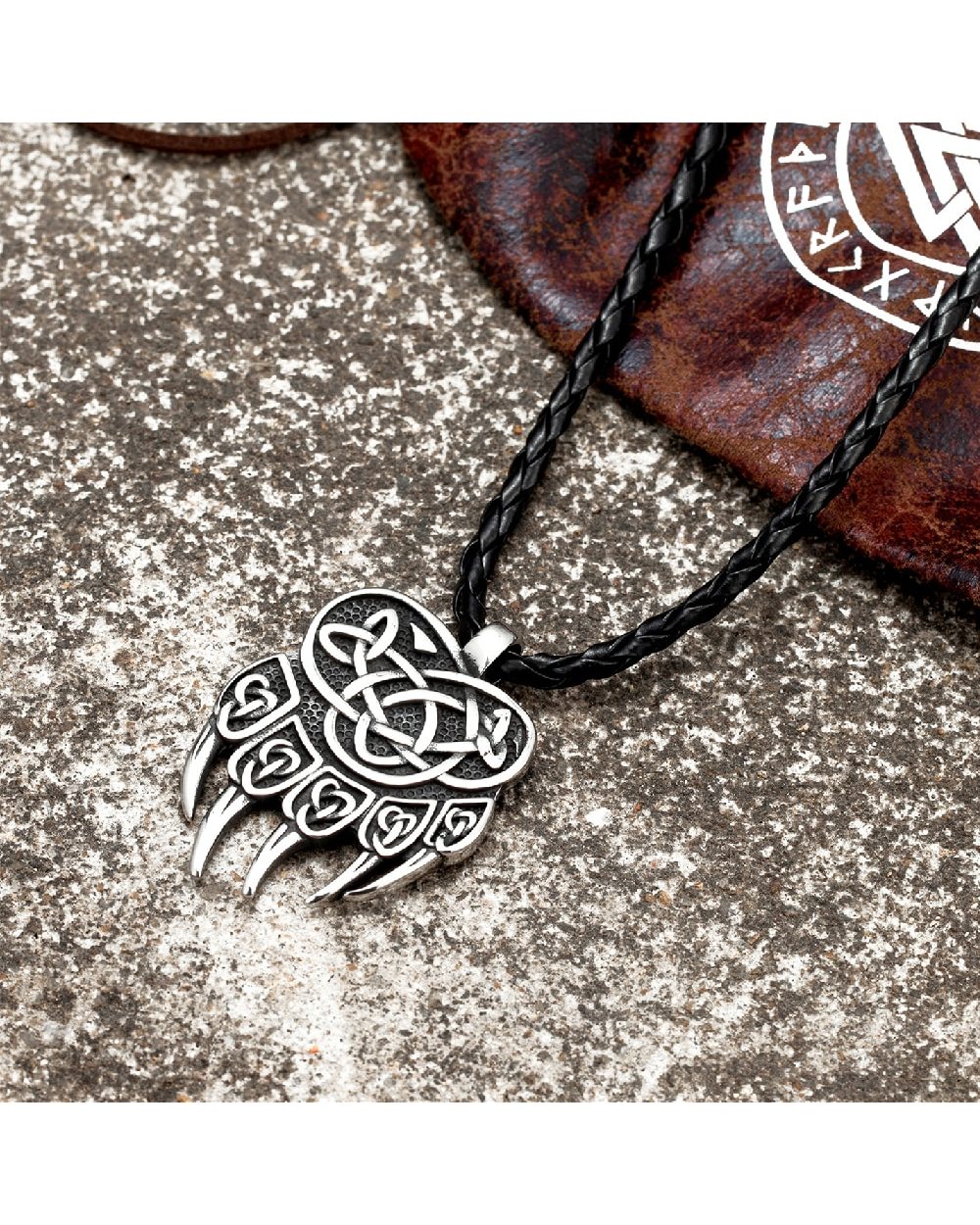 Vikings Bear Necklace Mens Stainless Steel front-1