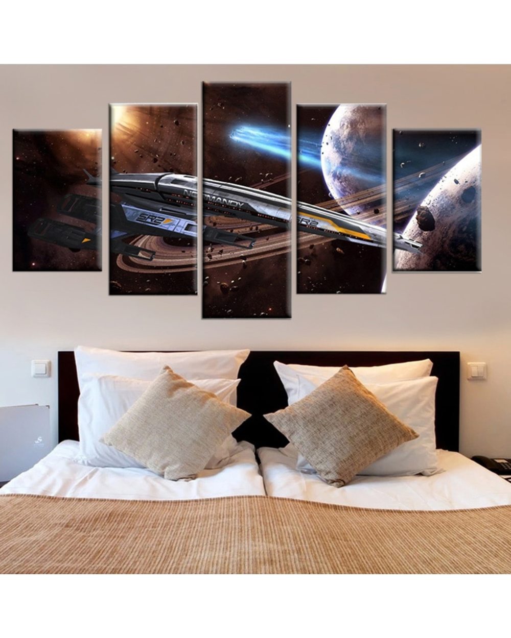 Large Mass Effect Normandy SR-2 Game Picture Print Game 5 Panel Canvas Art Wall Decor front-1