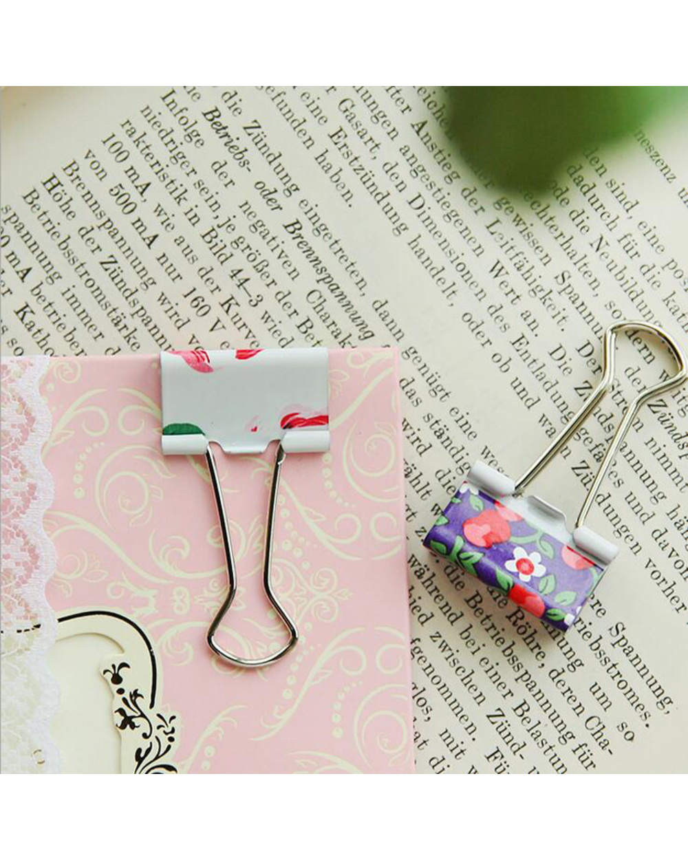10X Fresh Floral Smile Metal Binder Clips Notes Letter Paper Clip Office School Supply Metal Bookmark Student Stationery front-2