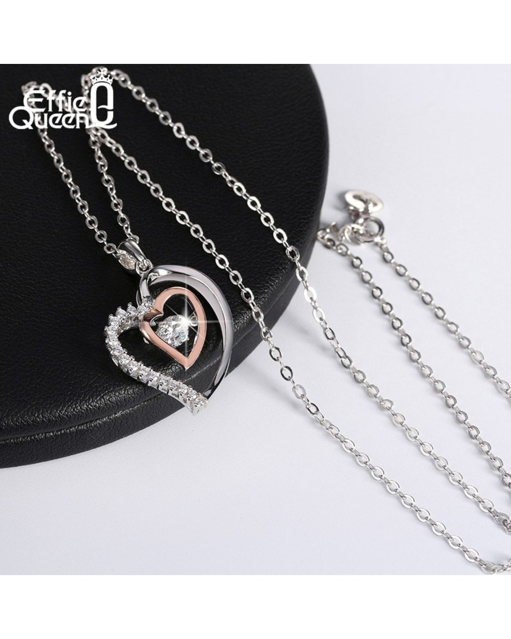 To My Mommy Gift Double Heart Necklace with Shaking Stone Love Jewelry for Mom front-3