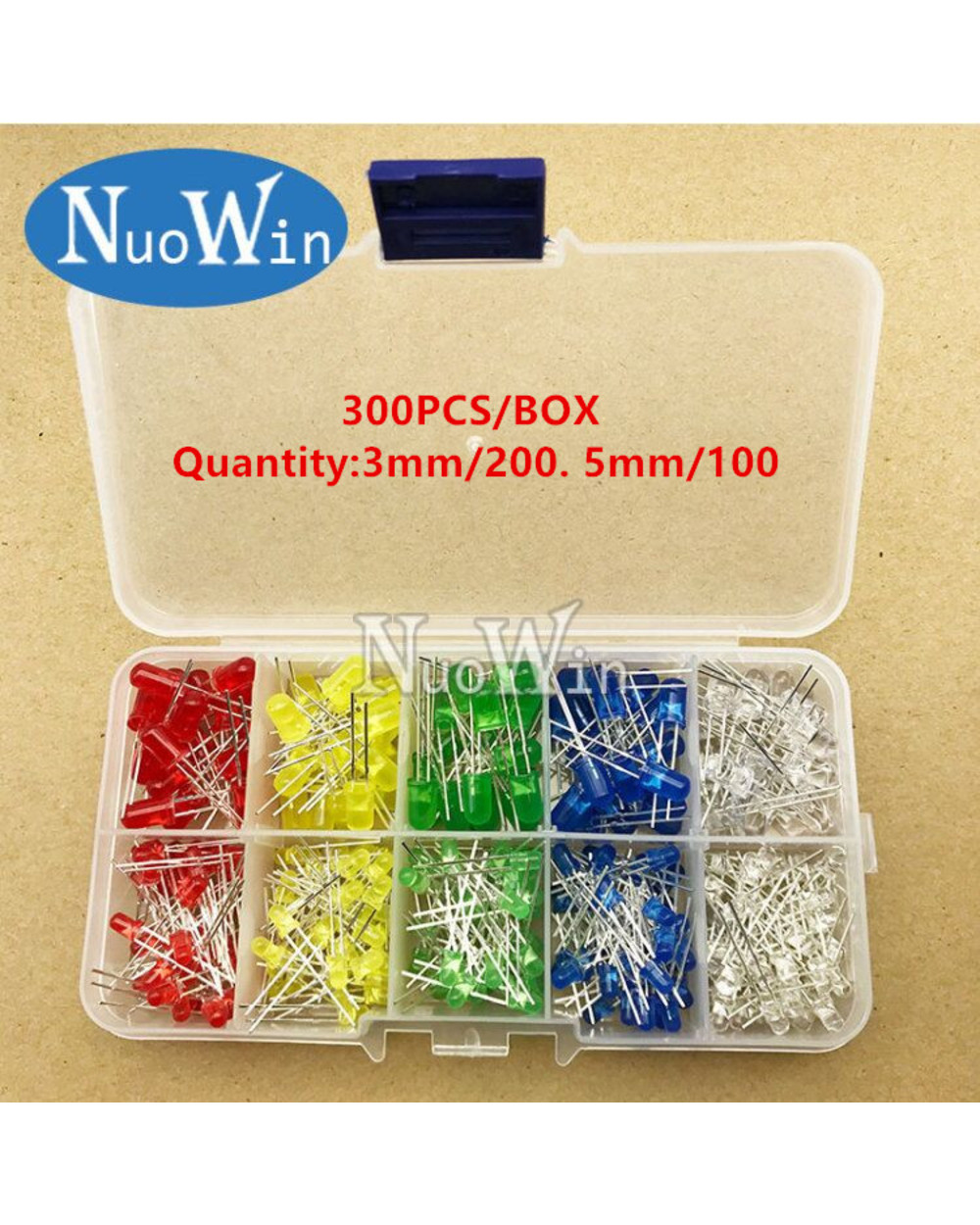Light Emitting Diodes 5 Colors Electronic Components 3Mm / 5Mm Assorted Color Diy Led Light Emitting Diodes Set Box front-0