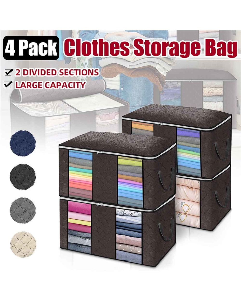 Foldable Clothes Quilt Storage Bags Blanket Sweater Storage Organizer Box front-0