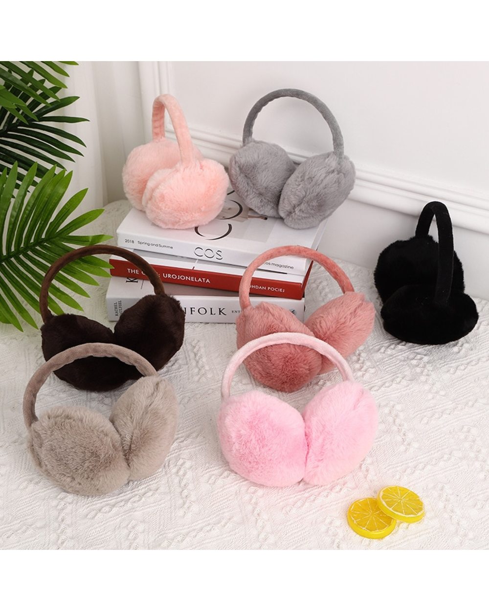 Fashion Solid Color Back Wear Ear Cover Soft Earmuffs Women Thicken Plush Ear Protector Warmer Winter Man Faux Fur Earm front-0