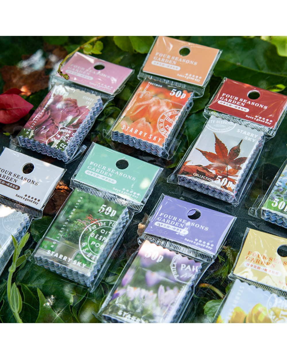 50 Pcs Four Seasons Garden Series Decorative Stickers Scrapbooking Diy Label Diary Stationery Album Journal Flower Stam front-0