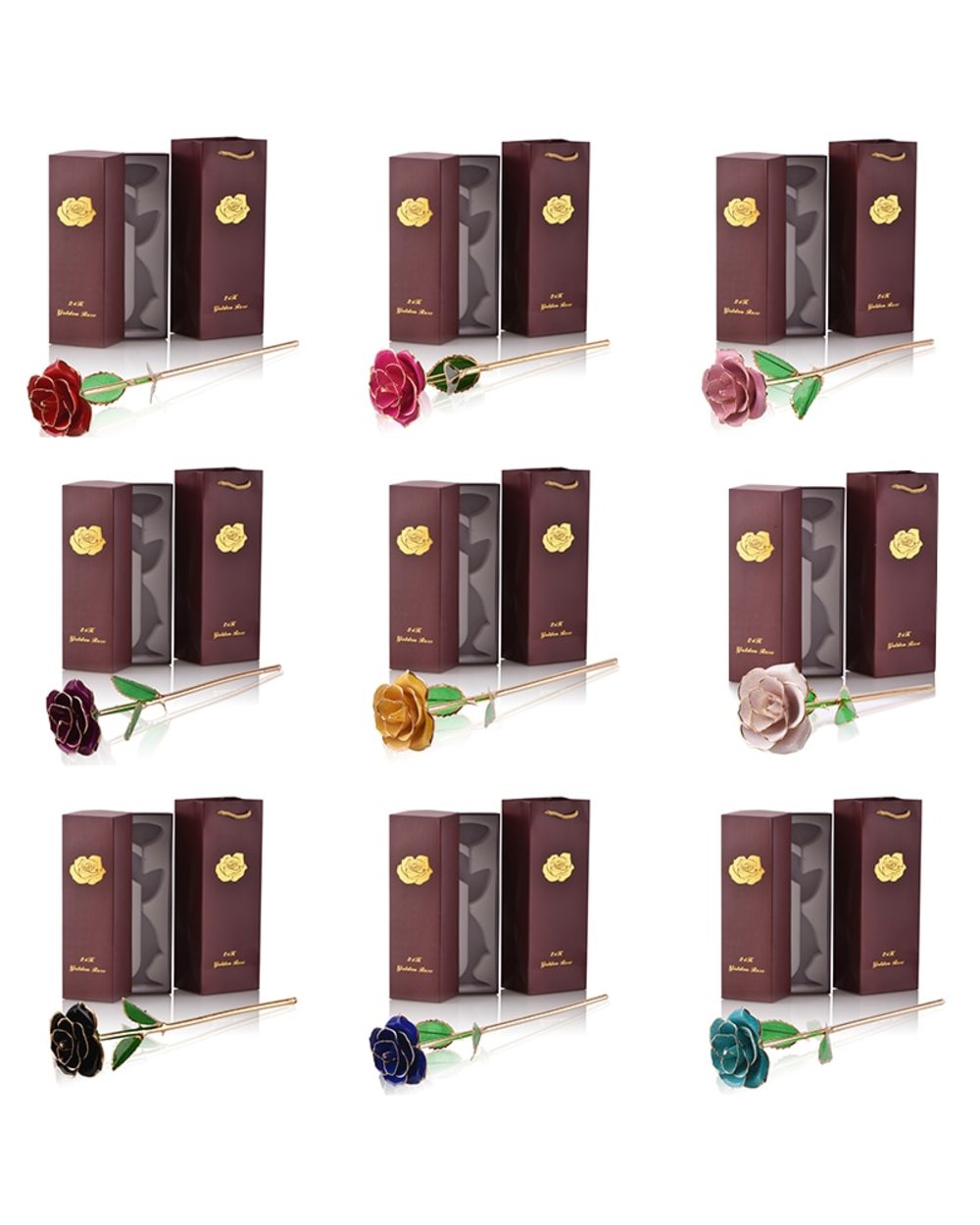Real Preserved Rose 24K Gold Dipped Rose in Box front-2