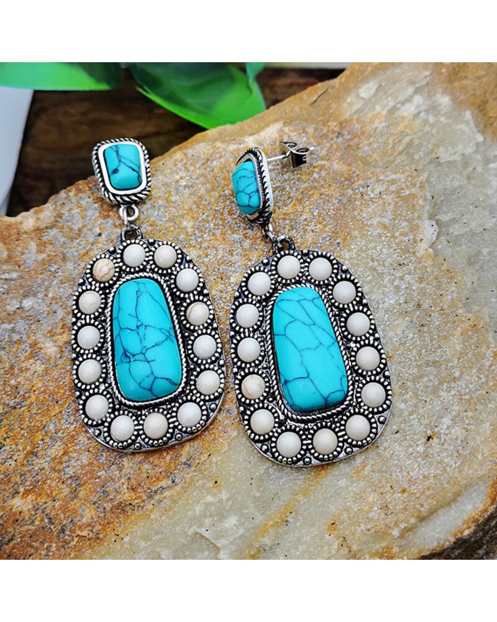 Fashion Native Brown Water Drop Stone Earring for Women front-4