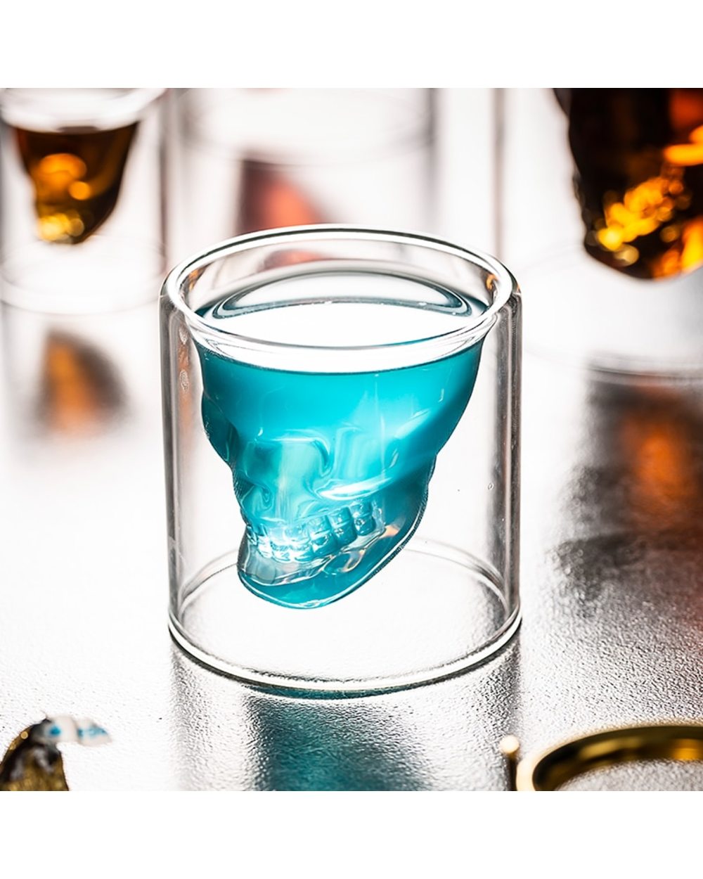 4pc one set skull Head cup double layer front-2