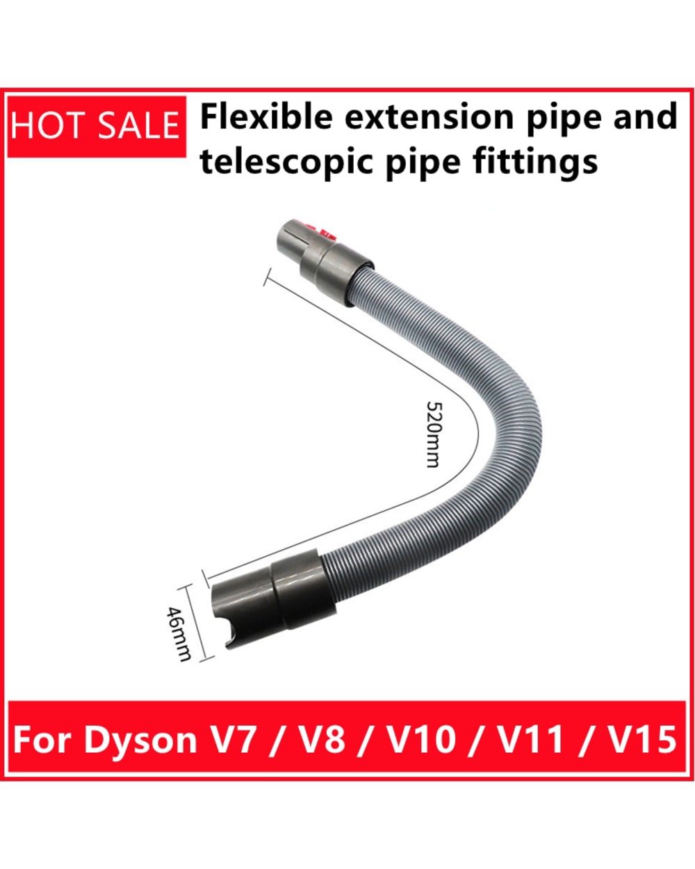For Dyson Vacuum Cleaner V7 / V8 / V10 / V11 / V15 Flexible Extension Pipe And Telescopic Pipe Fittings front-0
