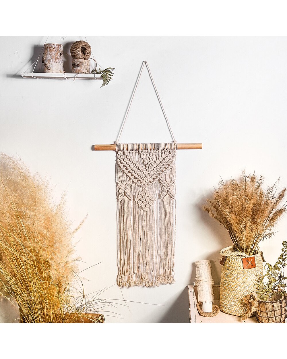 Large macrame tapestry macrame wall hanging farmhouse decor makramee room decoration tapestry wall VG06 front-4