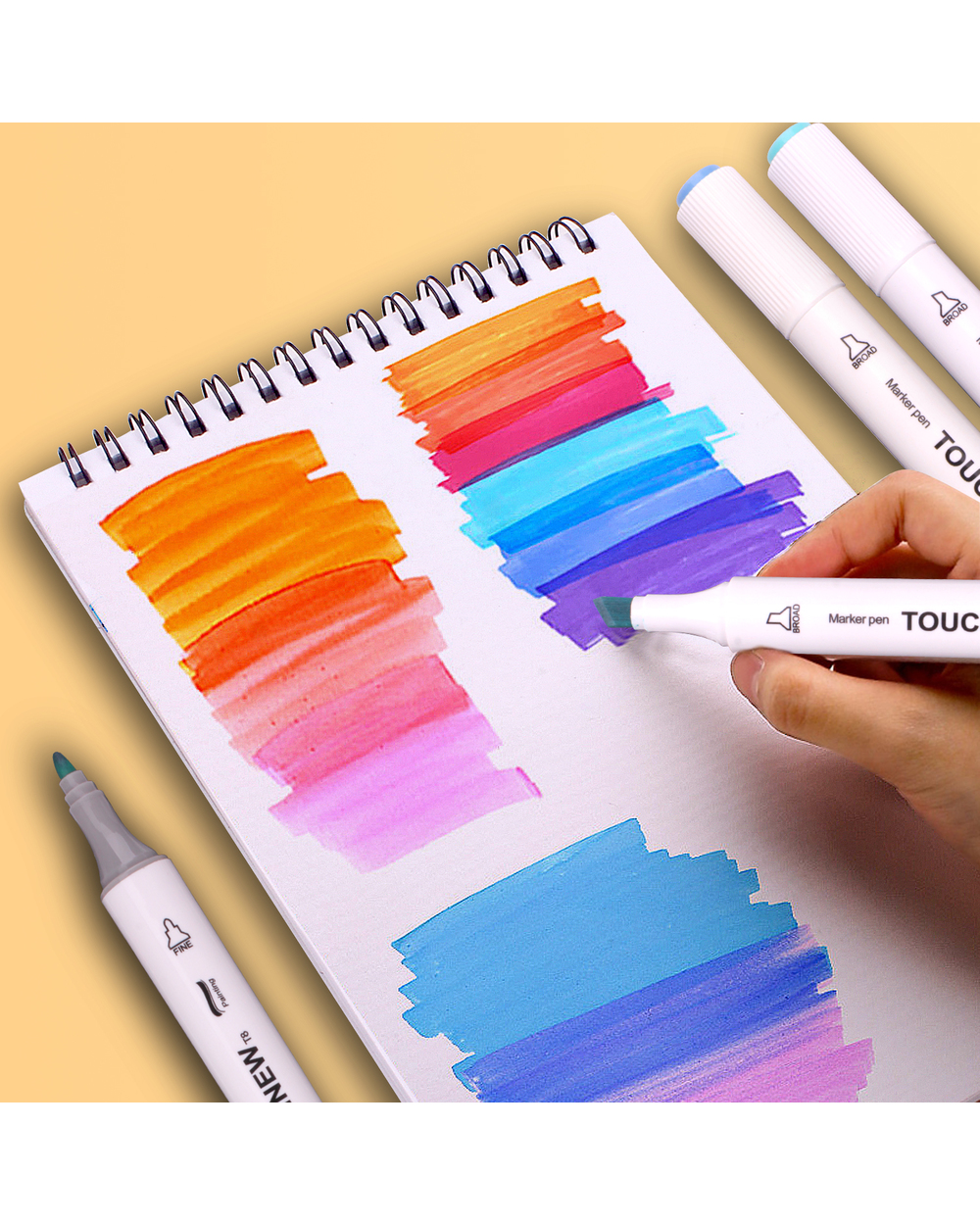 Touchnew 12/60/80/108/168 Markers Set Manga Drawing Markers Pen Alcohol Based Sketch Felt-Tip Twin Brush Pen front-2