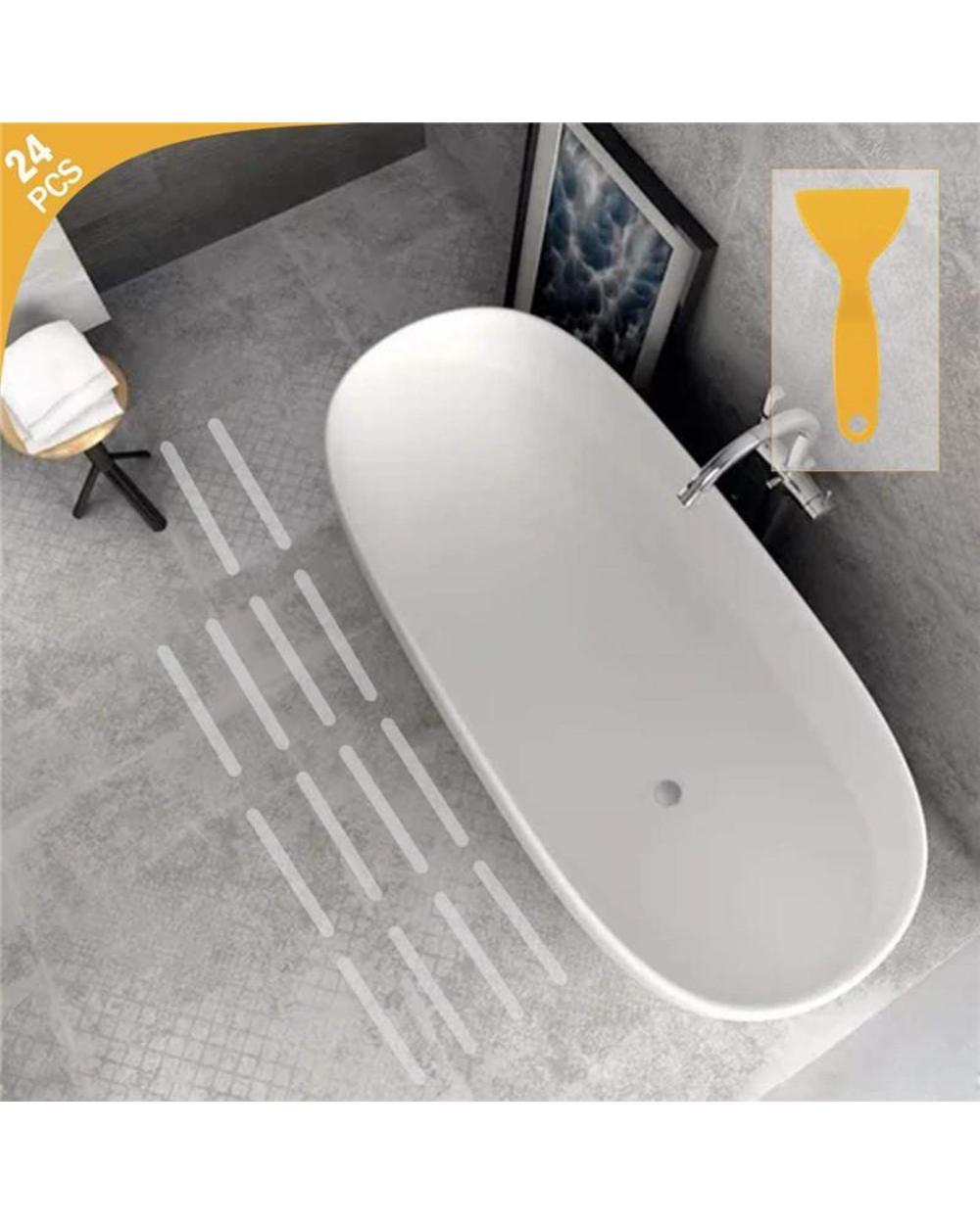 12/24Pcs Bathroom Shower Anti-Slip Strips Self-Adhesive Transparent Waterproof Stickers Tape Home Kitchen Stairs Non-Sl front-1
