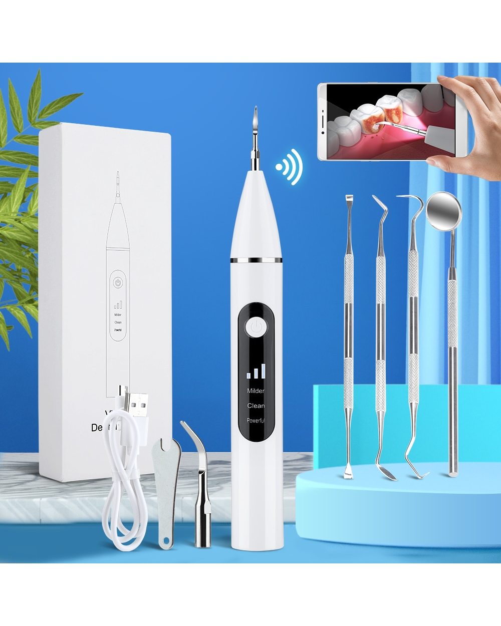 Ultrasonic Dental Scaler Visual Electric Portable Tooth Cleaner LED APP for Phone Calculus