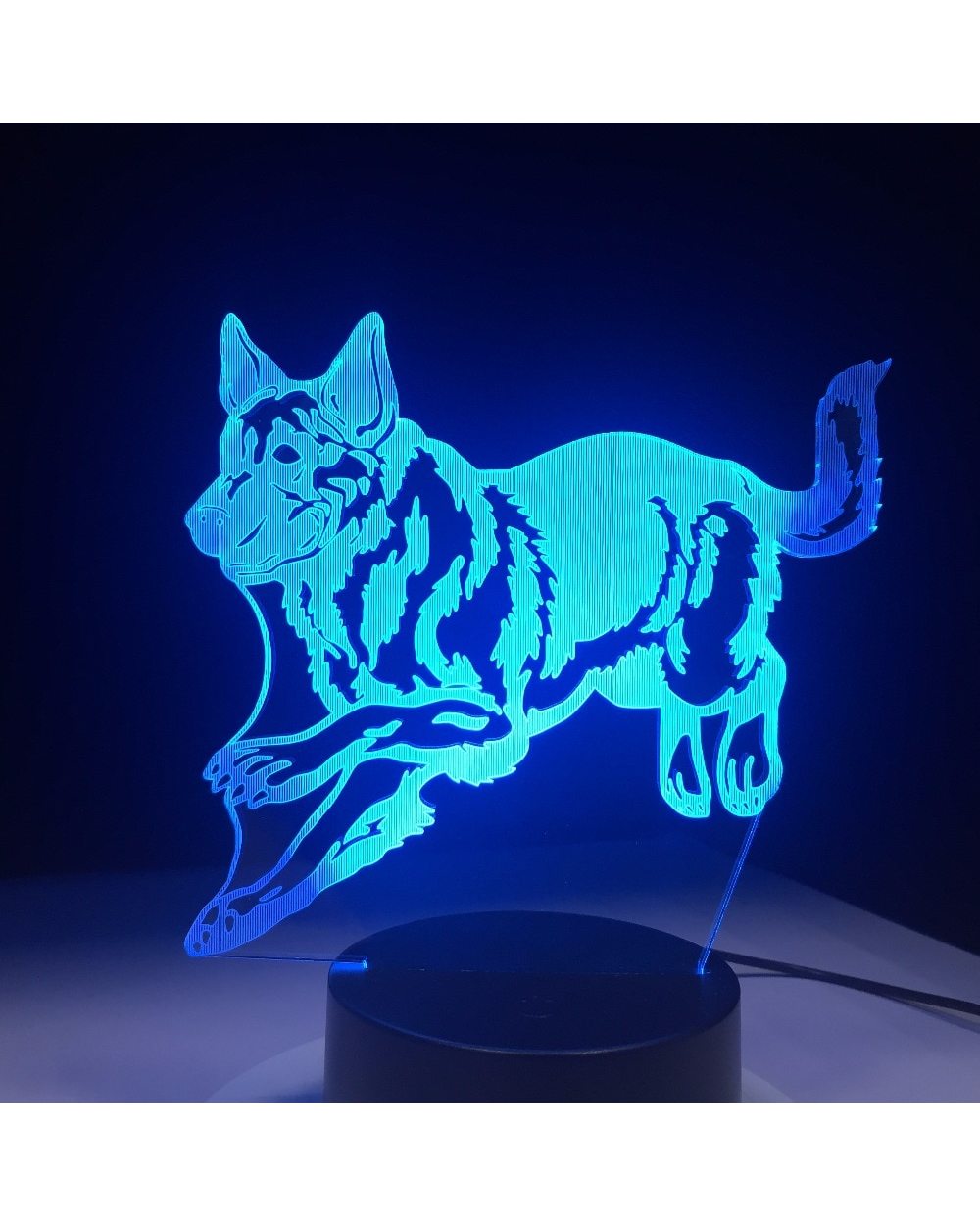 German Shepherd Running Dog 3D Night Lamp Hologram 3D Decor Lamp Colorful Table Desk Lights Birthday Gift For Children front-4