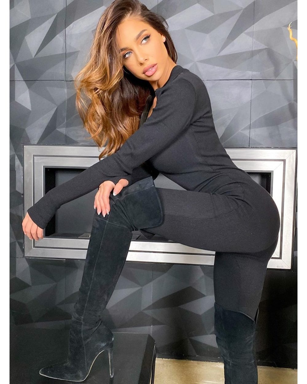 One-Piece Jumpsuit Women Winter Outfits 2022 Zipper Sexy Jumpsuits Femme Fitness Sport Clothing front-1