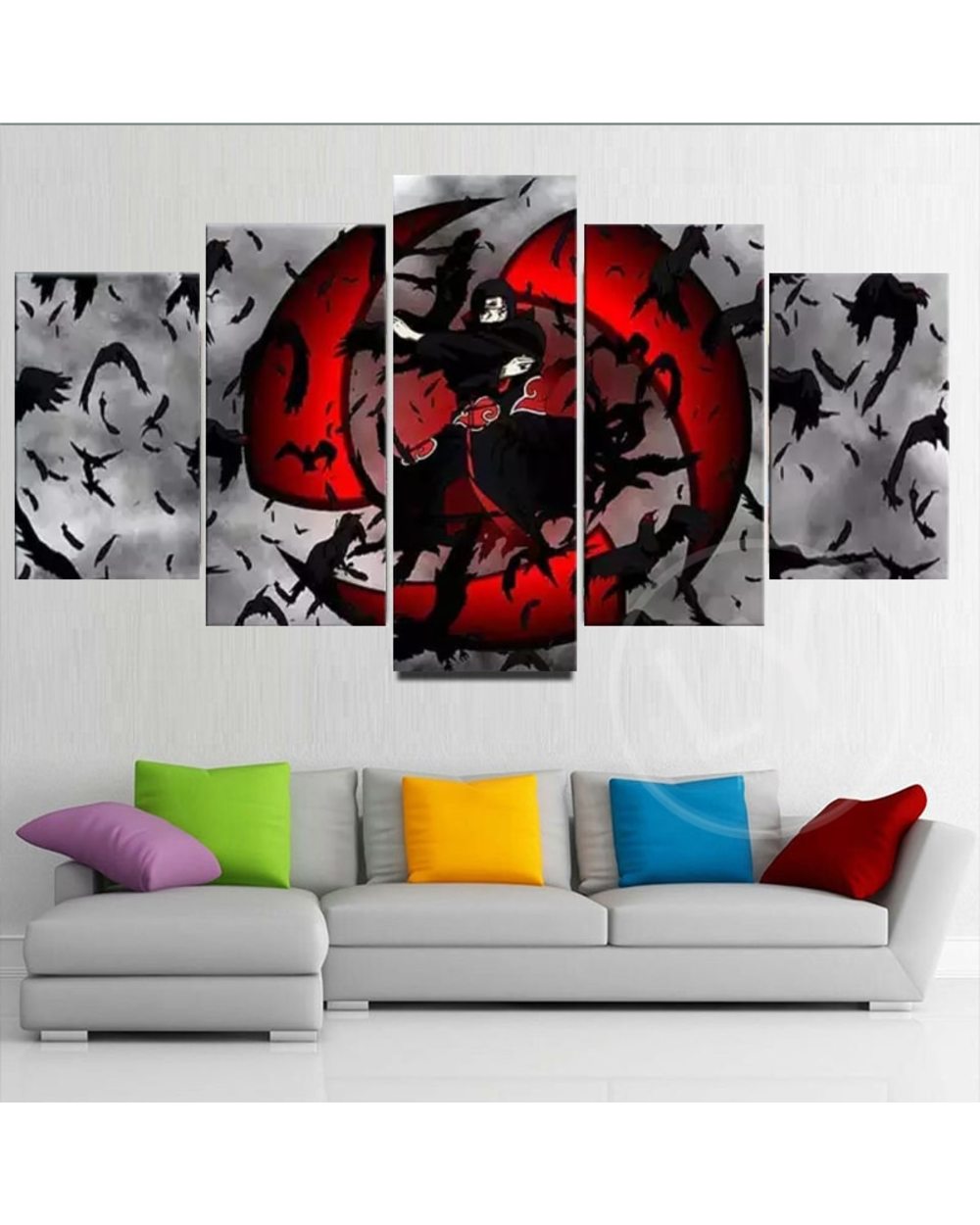 Japnese Animation Uchiha Itachi Picture Print Anime 5 Panel Canvas Art Wall Decor front-2