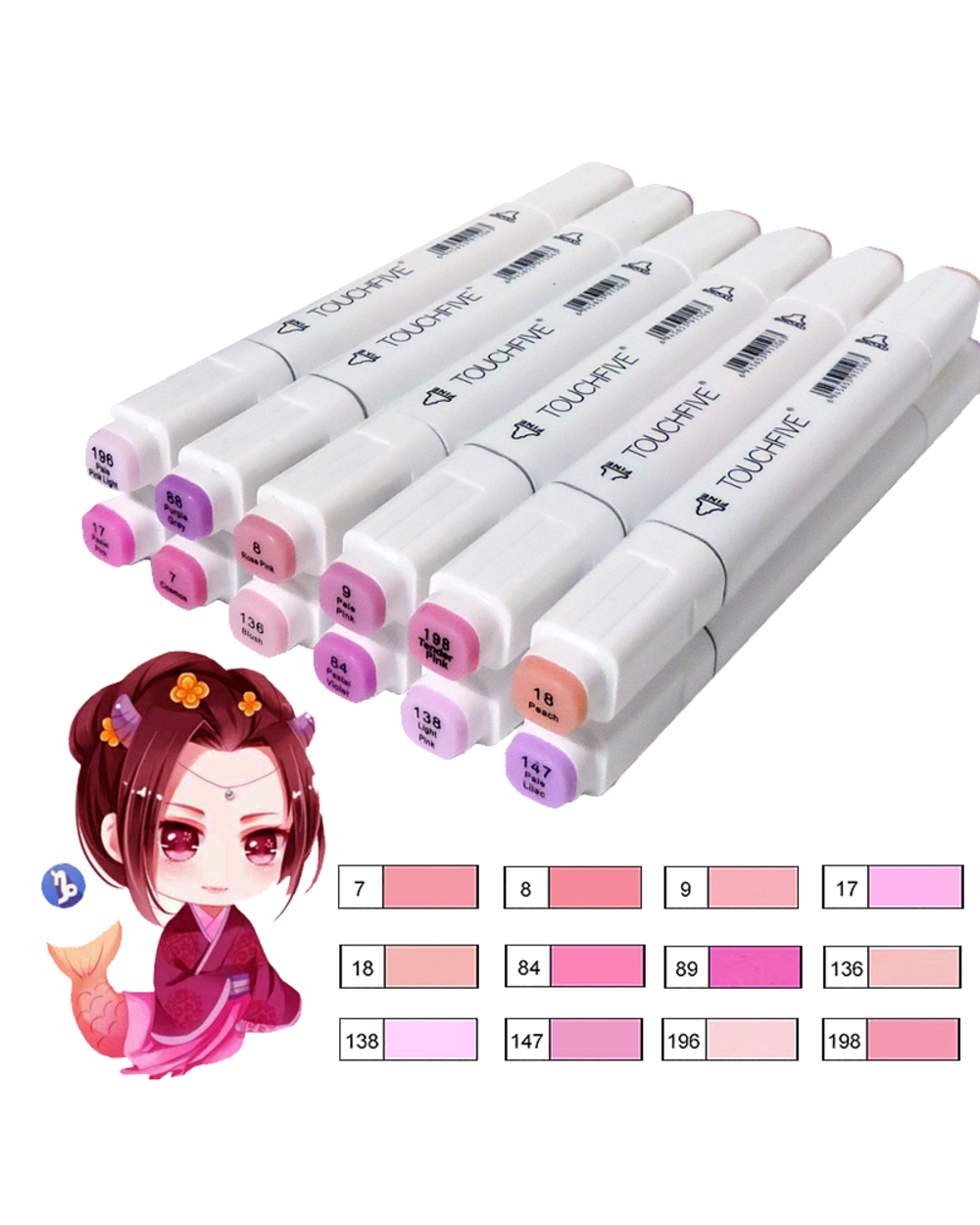 Sketch Art Marker Twin Tip Manga Animation Design Art Supplies For Painting Illustration 12/24/30 Colors Touchfive Art front-1