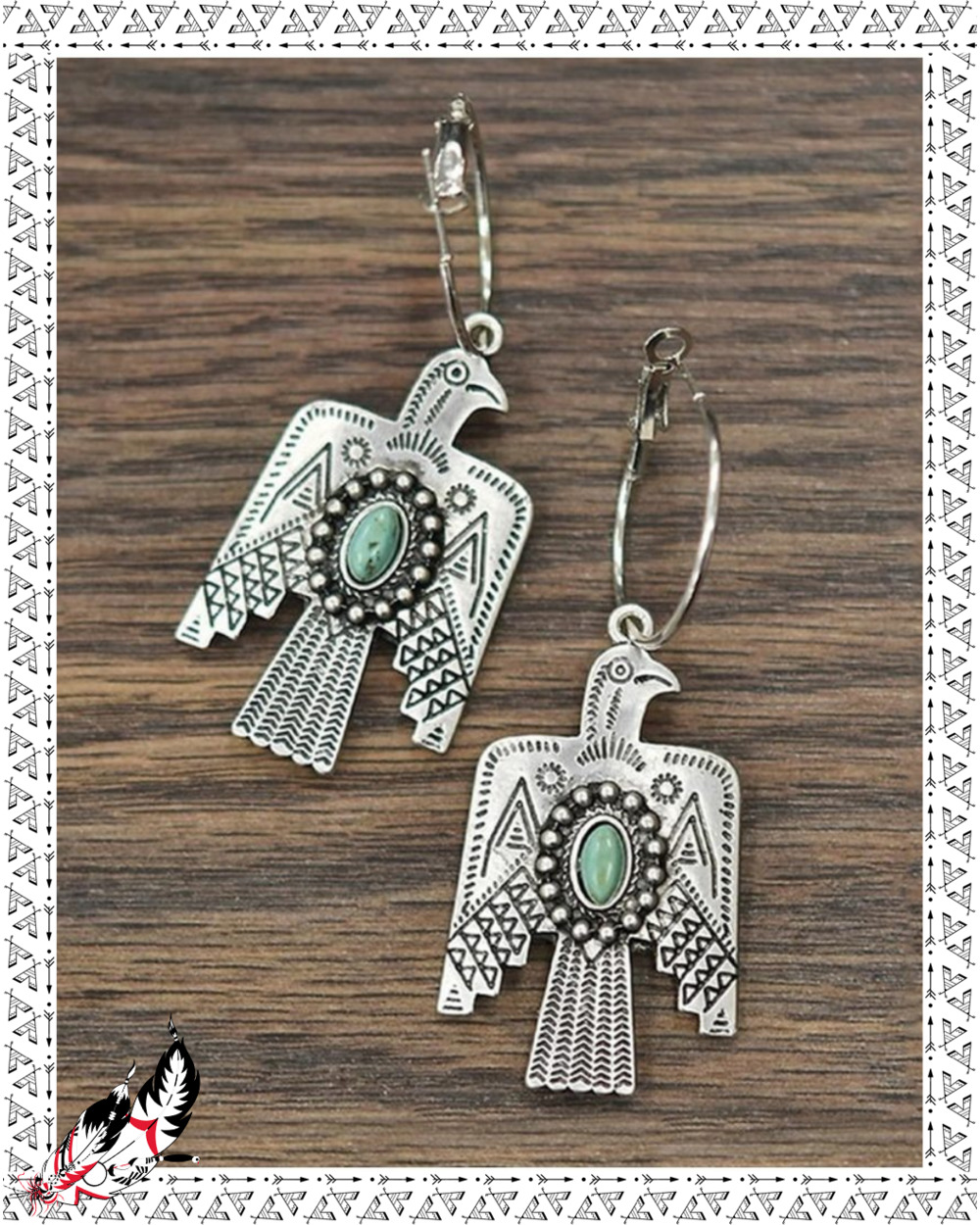Retro Indian Tribe Eagle Drop Earing front-0
