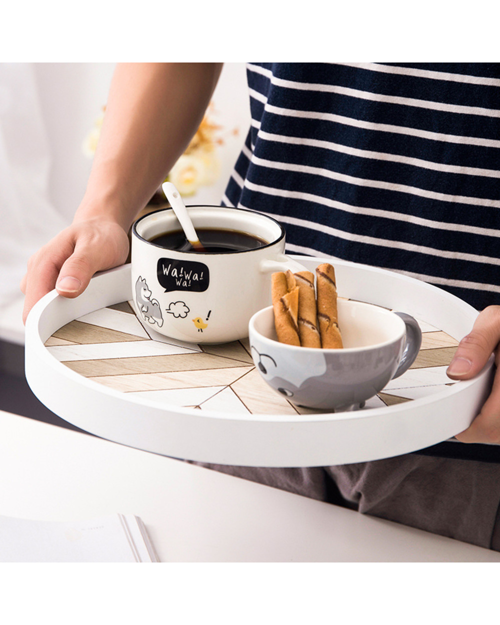 Ceramic Coffee Mugs Cute Cartoon Cat Mug With Lid Spoon Large Capacity Tea Cup Cute Animals Water Cup Couple Gift Snack front-3