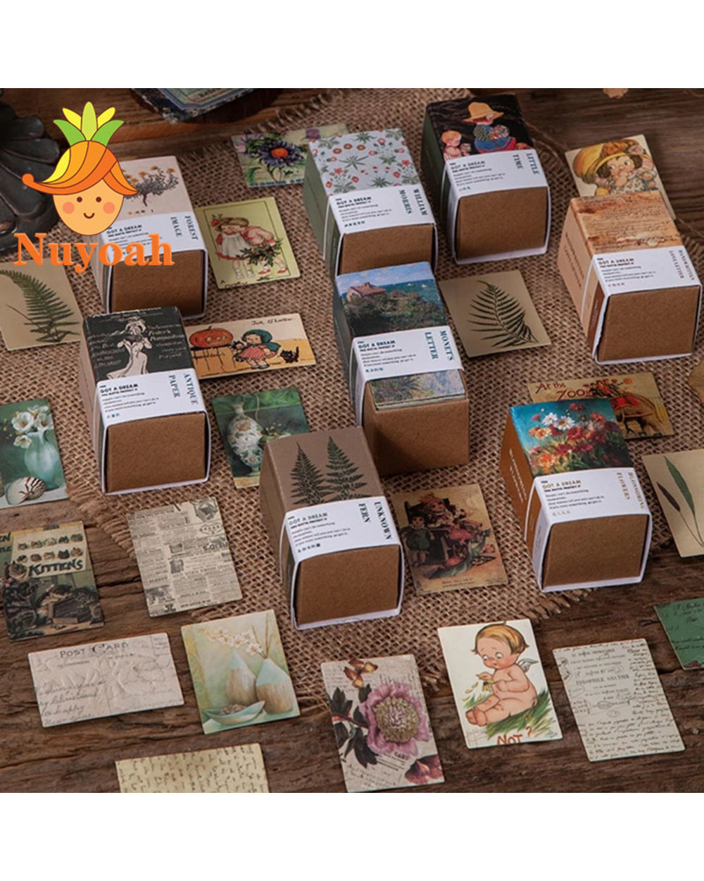 100pcs Aesthetic Vintage Paper Mini Book Kraft Cards For Scrapbooking & Journaling front-0